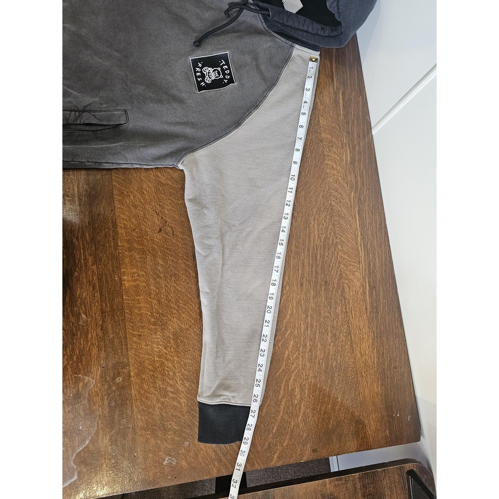 Teddy Fresh Hoodie Mens Large Gray Colorblock Fleece Pullover Sweatshirt Logo - Picture 4 of 8